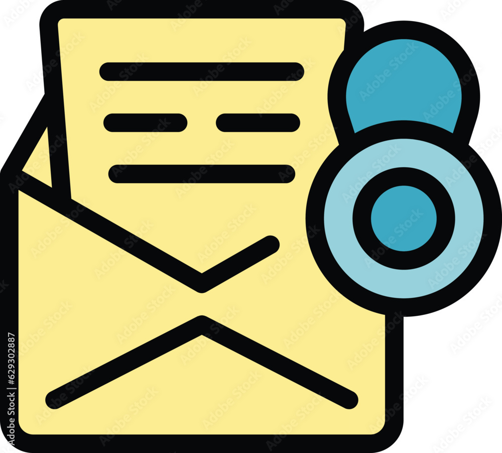 Poster mail overview icon outline vector. economic result. data finance color flat