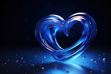 A blue heart made of crystal