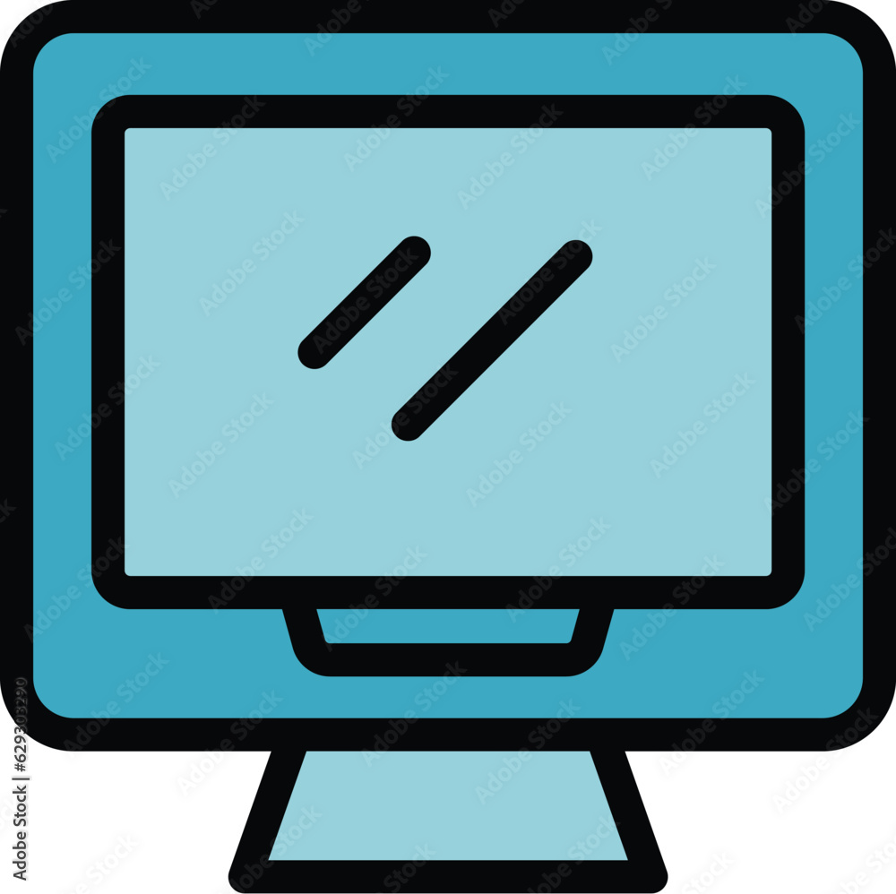 Poster monitor overview icon outline vector. economic result. data business color flat