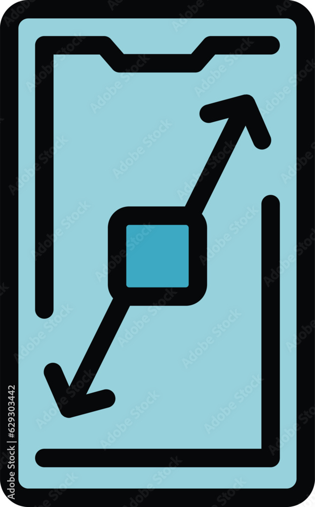 Poster phone display overview icon outline vector. business data. audit function color flat
