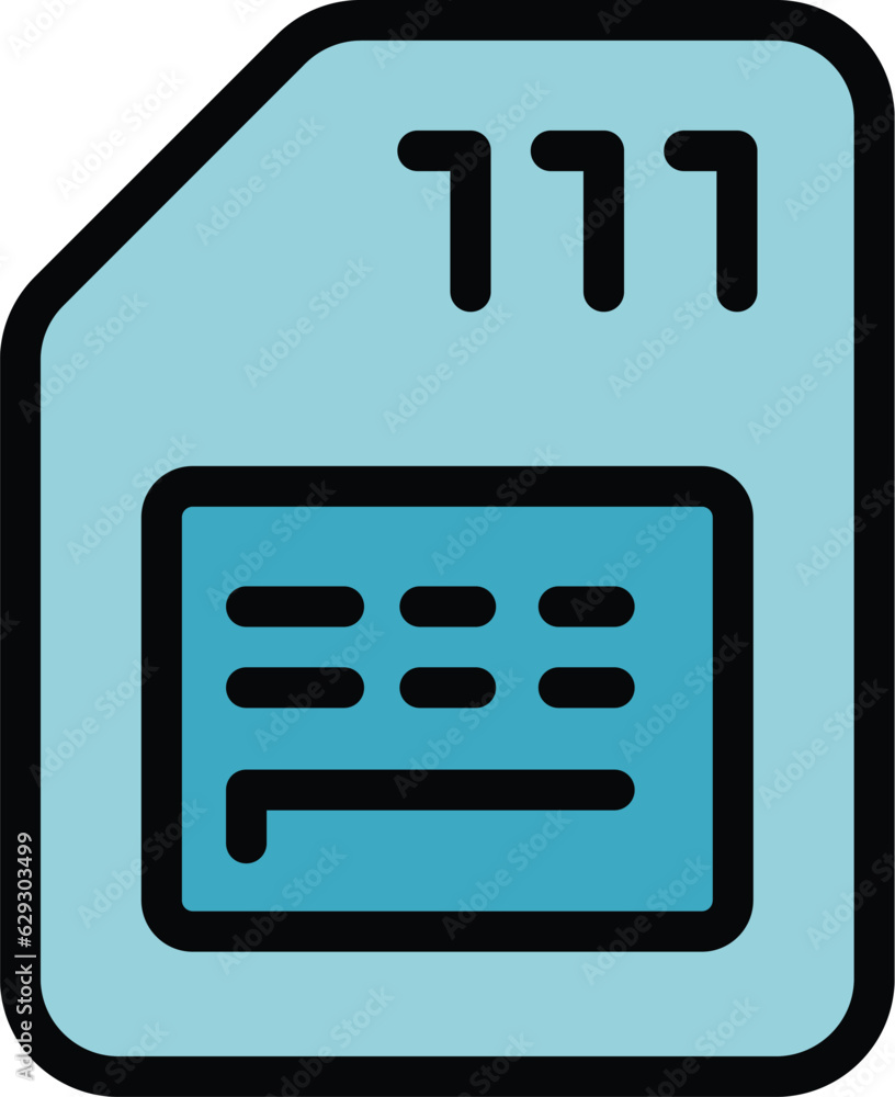 Poster sim card overview icon outline vector. data result. stock report color flat