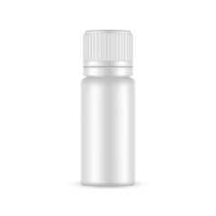 Blank Plastic Medical or Cosmetic Bottle Mockup, Isolated on White Background. Vector Illustration