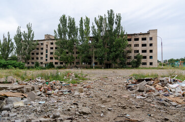 inside a destroyed school in Ukraine