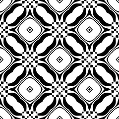 Black and white geometric seamless pattern with abstact shapes. Repeat pattern for fashion, textile design,  on wall paper, wrapping paper, fabrics and home decor.