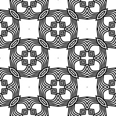 Black and white geometric seamless pattern with abstact shapes. Repeat pattern for fashion, textile design,  on wall paper, wrapping paper, fabrics and home decor.