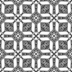 Black and white geometric seamless pattern with abstact shapes. Repeat pattern for fashion, textile design,  on wall paper, wrapping paper, fabrics and home decor.