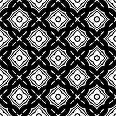 Black and white geometric seamless pattern with abstact shapes. Repeat pattern for fashion, textile design,  on wall paper, wrapping paper, fabrics and home decor.