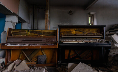 inside a destroyed school in Ukraine