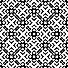 Black and white geometric seamless pattern with abstact shapes. Repeat pattern for fashion, textile design,  on wall paper, wrapping paper, fabrics and home decor.