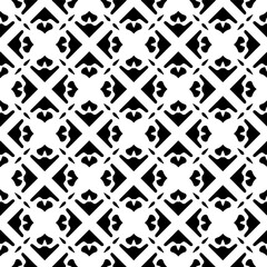 Black and white geometric seamless pattern with abstact shapes. Repeat pattern for fashion, textile design,  on wall paper, wrapping paper, fabrics and home decor.