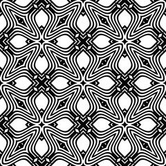 Black and white geometric seamless pattern with abstact shapes. Repeat pattern for fashion, textile design,  on wall paper, wrapping paper, fabrics and home decor.