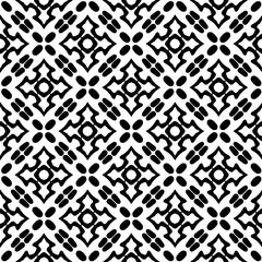 Black and white geometric seamless pattern with abstact shapes. Repeat pattern for fashion, textile design,  on wall paper, wrapping paper, fabrics and home decor.