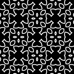 Black and white geometric seamless pattern with abstact shapes. Repeat pattern for fashion, textile design,  on wall paper, wrapping paper, fabrics and home decor.