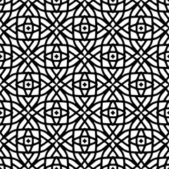 Black and white geometric seamless pattern with abstact shapes. Repeat pattern for fashion, textile design,  on wall paper, wrapping paper, fabrics and home decor.