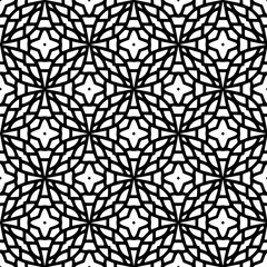 Black and white geometric seamless pattern with abstact shapes. Repeat pattern for fashion, textile design,  on wall paper, wrapping paper, fabrics and home decor.