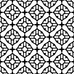 Naklejka premium Black and white geometric seamless pattern with abstact shapes. Repeat pattern for fashion, textile design, on wall paper, wrapping paper, fabrics and home decor.