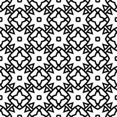 Black and white geometric seamless pattern with abstact shapes. Repeat pattern for fashion, textile design,  on wall paper, wrapping paper, fabrics and home decor.