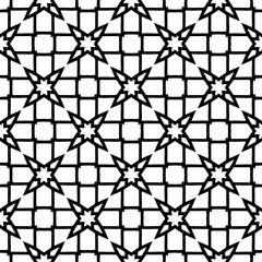 Naklejka premium Black and white geometric seamless pattern with abstact shapes. Repeat pattern for fashion, textile design, on wall paper, wrapping paper, fabrics and home decor.