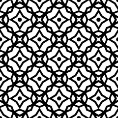 Fototapeta premium Black and white geometric seamless pattern with abstact shapes. Repeat pattern for fashion, textile design, on wall paper, wrapping paper, fabrics and home decor.
