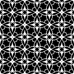 Black and white geometric seamless pattern with abstact shapes. Repeat pattern for fashion, textile design,  on wall paper, wrapping paper, fabrics and home decor.