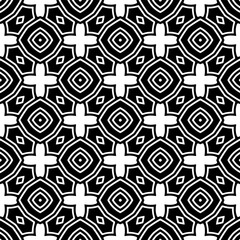 Black and white geometric seamless pattern with abstact shapes. Repeat pattern for fashion, textile design,  on wall paper, wrapping paper, fabrics and home decor.