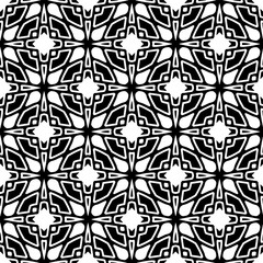 Black and white geometric seamless pattern with abstact shapes. Repeat pattern for fashion, textile design,  on wall paper, wrapping paper, fabrics and home decor.