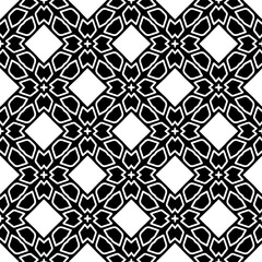 Black and white geometric seamless pattern with abstact shapes. Repeat pattern for fashion, textile design,  on wall paper, wrapping paper, fabrics and home decor.