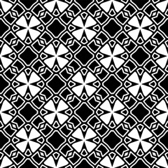 Black and white geometric seamless pattern with abstact shapes. Repeat pattern for fashion, textile design,  on wall paper, wrapping paper, fabrics and home decor.