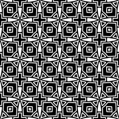 Black and white geometric seamless pattern with abstact shapes. Repeat pattern for fashion, textile design,  on wall paper, wrapping paper, fabrics and home decor.