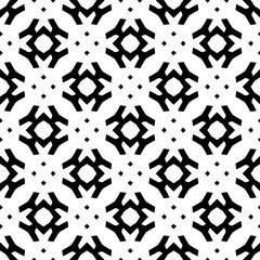 Black and white geometric seamless pattern with abstact shapes. Repeat pattern for fashion, textile design,  on wall paper, wrapping paper, fabrics and home decor.