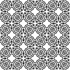 Black and white geometric seamless pattern with abstact shapes. Repeat pattern for fashion, textile design,  on wall paper, wrapping paper, fabrics and home decor.