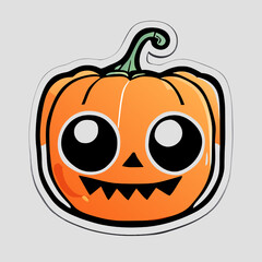 Halloween pumpkin with eyes, mouth and teeth. Vector illustration.