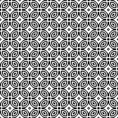 Black and white geometric seamless pattern with abstact shapes. Repeat pattern for fashion, textile design,  on wall paper, wrapping paper, fabrics and home decor.