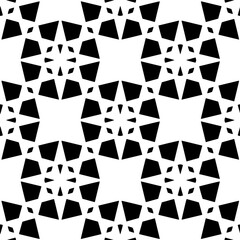 Black and white geometric seamless pattern with abstact shapes. Repeat pattern for fashion, textile design,  on wall paper, wrapping paper, fabrics and home decor.