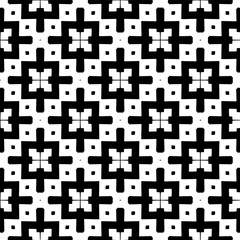 Black and white geometric seamless pattern with abstact shapes. Repeat pattern for fashion, textile design,  on wall paper, wrapping paper, fabrics and home decor.
