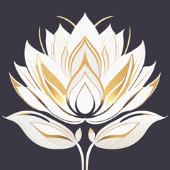 Lotus flower. Vector illustration. Isolated on black background.