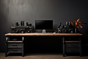 Desk with computer gadgets