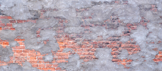 Abstract red brick wall texture for pattern background. wide panorama with copy space design for...