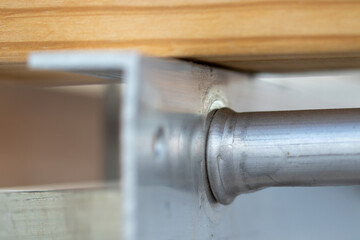 Steel tube support system close up on connecter