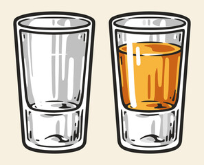 Glasses of liquor colorful sticker