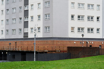 High rise council flats in poor housing estate