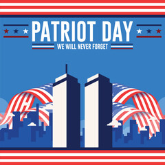 9 11 patriot day flat background template