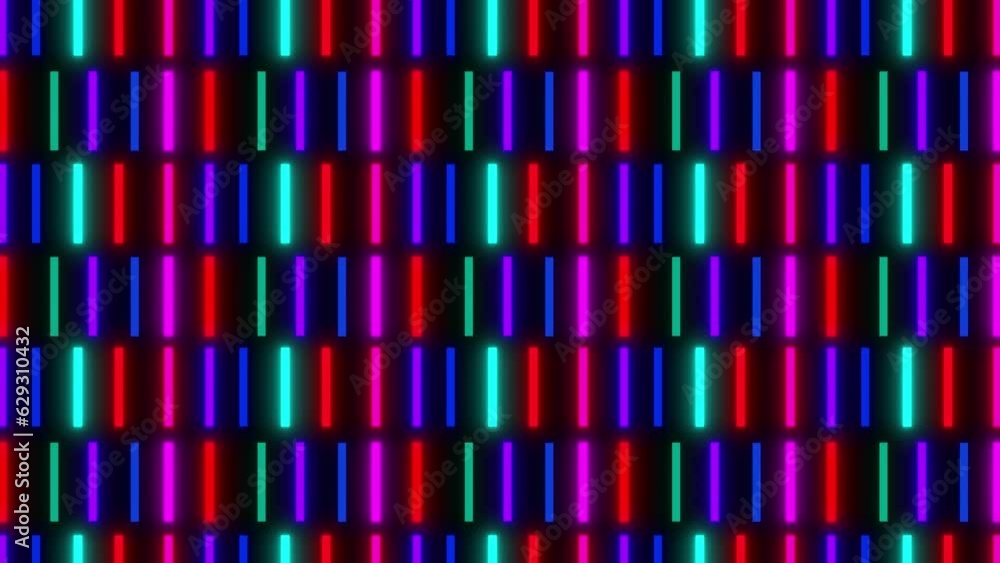 Poster neon line stick seamless pattern animation background. neon line are moving on the screen, glowing n