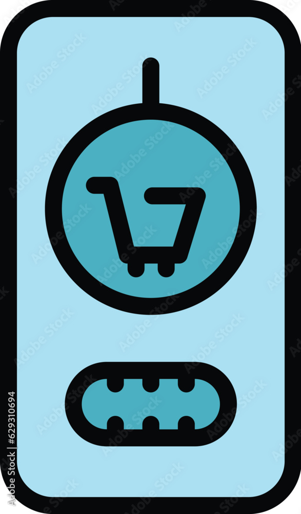 Poster shop cart app icon outline vector. screen element. web smart color flat - Posters