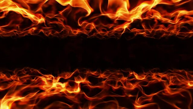 Fiery tongues of flame abstract background. Fire background. Smooth Looping Animation