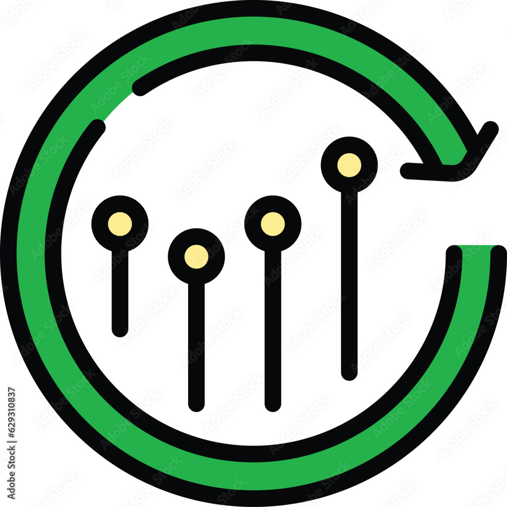 Poster restart phone app icon outline vector. mobile download. click tick color flat