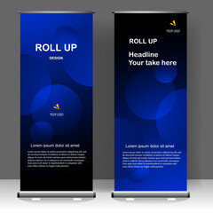 Roll up banner stand template design, for brochure, flyer, infographics. modern advertising. vector illustration