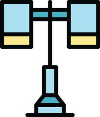 Interior lampshade icon outline vector. Floor lamp. Stand light color flat