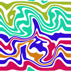 An artistic pattern in a psychedelic style with Optical Illusion Effect. Fluid Stripes. Waves, colored streaks. Сarmine, Blue, Mint,  Green. It can be used for textiles, fashion, wallpaper, wrapping 
