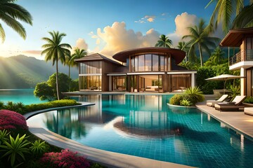Fototapeta premium swimming pool in the night